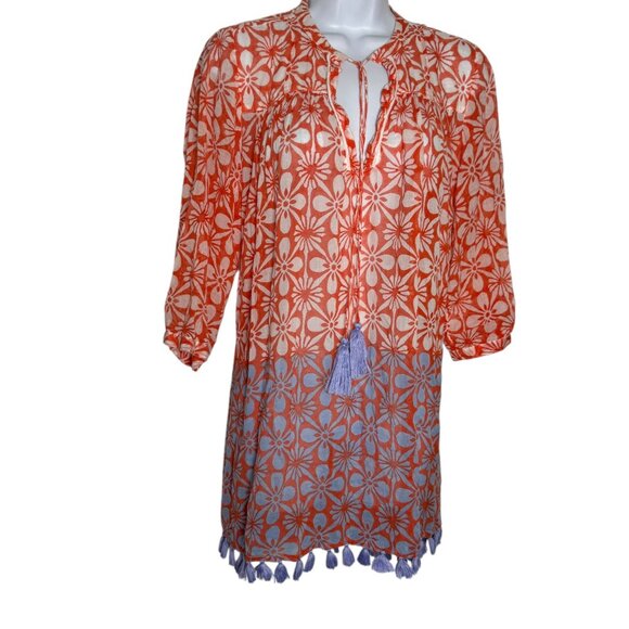 Roller Rabbit Serafina Tassel & Fringed Tunic top size small Floral Coverup - Picture 8 of 8